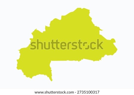 Vector graphic artwork suitable for print and web containing flat detailed map of BURKINA FASO
