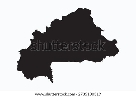 Vector graphic artwork suitable for print and web containing flat detailed map of BURKINA FASO