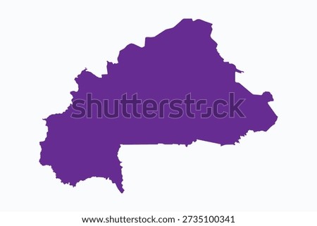 Vector graphic artwork suitable for print and web containing flat detailed map of BURKINA FASO
