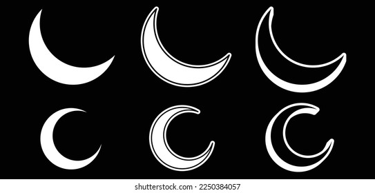 Vector Graphic Assets moon Set. Bold modern Shapes for Posters Template, flyers, clothes, social media, graphic design, sticker, In Y2k style, Futuristic, Anti-design, Digital Collage, Retro Futurist