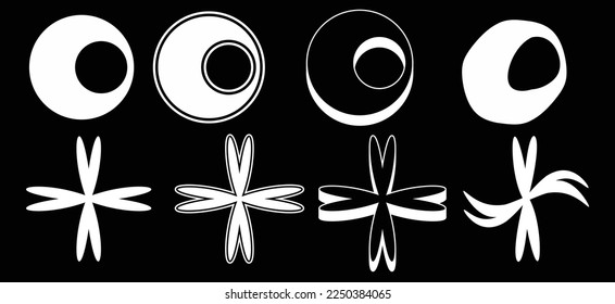 Vector Graphic Assets moon Set. Bold modern Shapes for Posters Template, flyers, clothes, social media, graphic design, sticker, In Y2k style, Futuristic, Anti-design, Digital Collage, Retro Futurist