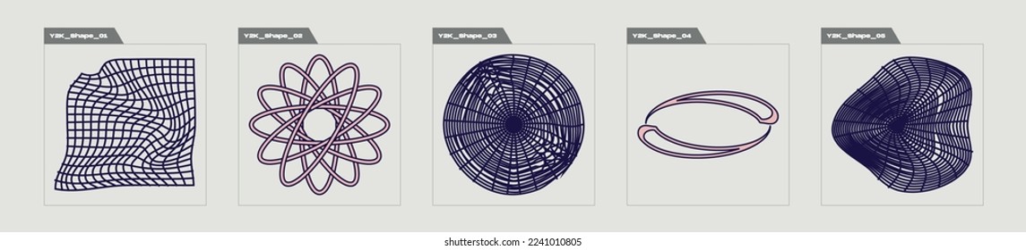 Vector Graphic Assets Set. Big collection of abstract graphic geometric symbols. Templates for notes, posters. Projects, posters, banners. Vector illustration