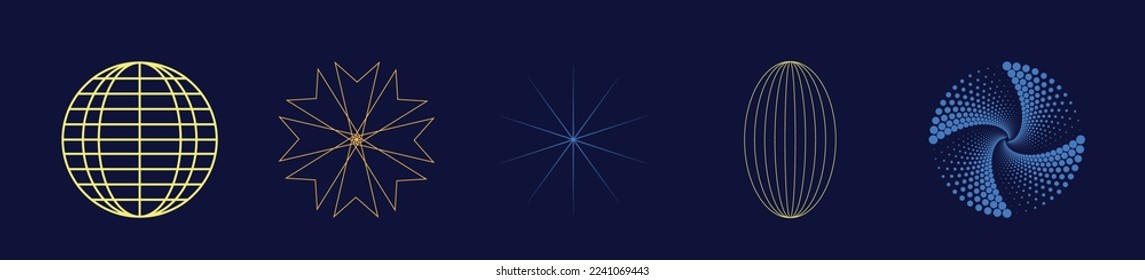 Vector Graphic Assets Set. Big collection of abstract graphic geometric symbols. Modern abstract forms. Stars, starburst . Vector illustration