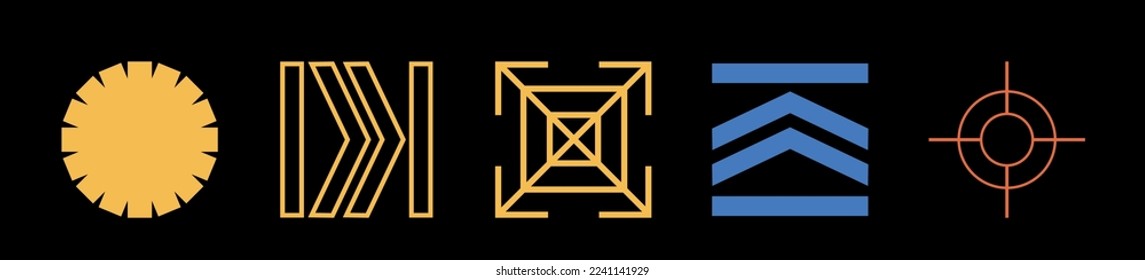 Vector Graphic Assets Set. Big collection of abstract graphic geometric symbols. Flat minimalist icons. Stars, starburst . Vector illustration