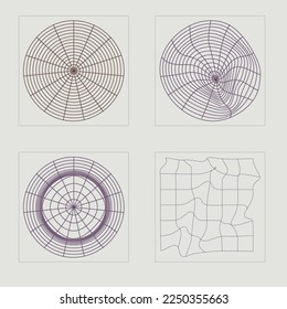 Vector Graphic Assets Set. Big collection of abstract graphic geometric symbols. Cyberpunk elements. Projects, posters, banners. Vector illustration