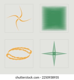 Vector Graphic Assets Set. Big collection of abstract graphic geometric symbols. Cyberpunk elements. Retro Futurist. Vector illustration