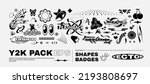 Vector Graphic Assets Set. Bold modern Shapes for Posters Template, flyers, clothes, social media, graphic design, sticker, In Y2k style, Futuristic, Anti-design, Digital Collage, Retro Futurist.
