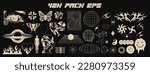 Vector Graphic Assets Set. Bold modern Shapes for Posters Template, flyers, clothes, social media, graphic design, sticker, In Y2k style, Futuristic, Anti-design, Digital Collage, Retro Futurist.	