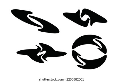 Vector Graphic Assets Set. Bold modern Shapes for Posters Template, flyers, clothes, social media, graphic design, sticker, In Y2k style, Futuristic, Anti-design, Digital Collage, Retro Futurist.