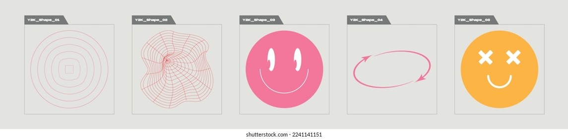 Vector Graphic Assets Set. Brutalism star and flower shapes. Flat minimalist icons. Futuristic. Vector illustration
