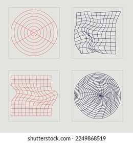 Vector Graphic Assets Set. Brutalism star and flower shapes. Modern abstract forms. Retro Futurist. Vector illustration