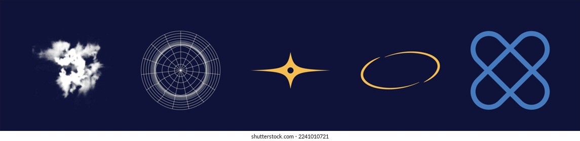 Vector Graphic Assets Set. Extraordinary Graphic Assets. Cyberpunk elements. Futuristic. Vector illustration