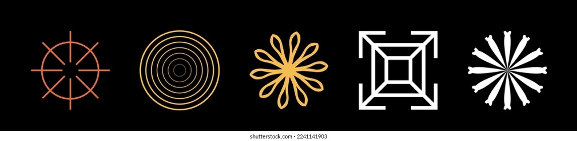 Vector Graphic Assets Set. Extraordinary Graphic Assets. Flat minimalist icons. Retro Futurist. Vector illustration