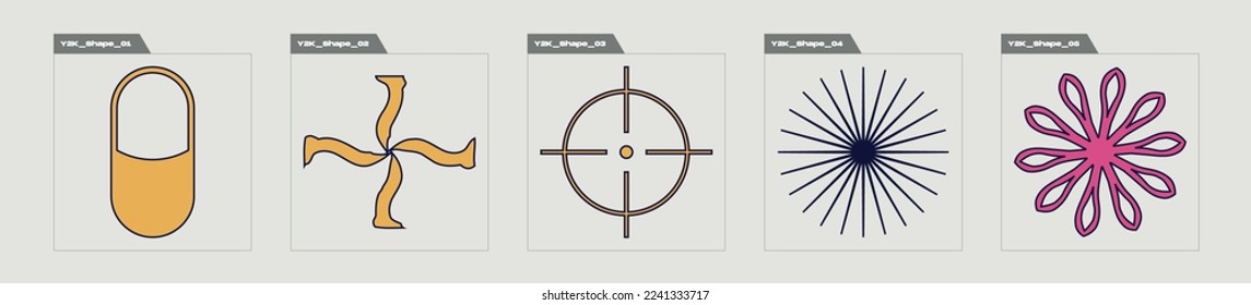 Vector Graphic Assets Set. Extraordinary Graphic Assets. Modern abstract forms. Anti-design. Vector illustration