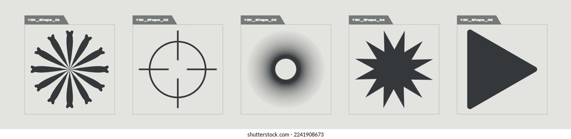 Set für Vektorgrafik-Objekte. Außergewöhnliche Grafiken. Cyberpunk-Elemente. Retro Futurist. Vektorgrafik