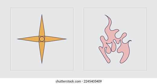 Vector Graphic Assets Set. Extraordinary Graphic Assets. Elements for graphic decoration. Stars, starburst . Vector illustration
