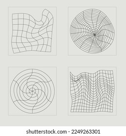 Vector Graphic Assets Set. Extraordinary Graphic Assets. Objects in y2k style. Futuristic. Vector illustration