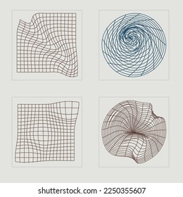 Conjunto de activos gráficos vectoriales. Activos Gráficos Extraordinarios. Iconos minimalistas planos. Retro Futurista. Ilustración del vector