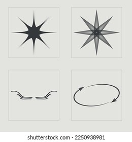 Conjunto de activos gráficos vectoriales. Activos Gráficos Extraordinarios. Formas abstractas modernas. Antidiseño. Ilustración del vector