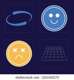 Vector Graphic Assets Set. Extraordinary Graphic Assets. Flat minimalist icons. Retro Futurist. Vector illustration
