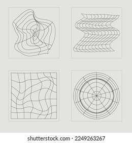 Vector Graphic Assets Set. Large set of retro objects for design. Modern abstract forms. Isolated on black background. Vector illustration