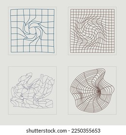 Vector Graphic Assets Set. Large set of retro objects for design. Templates for notes, posters. Retro Futurist. Vector illustration