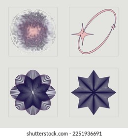 Vector Graphic Assets Set. Large set of retro objects for design. Flat minimalist icons. Anti-design. Vector illustration