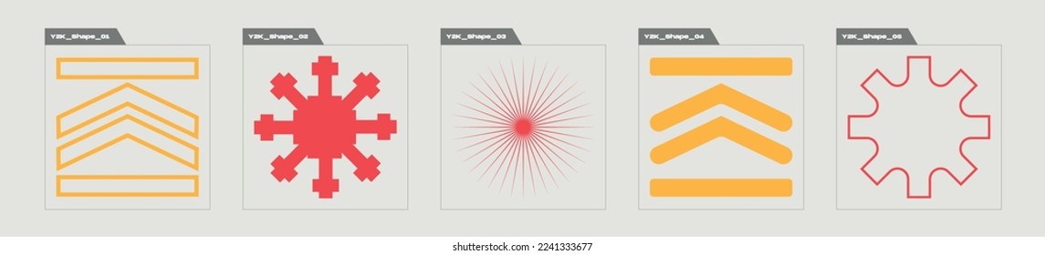 Vector Graphic Assets Set. Rave psychedelic retro futuristic set. For modern T-shirts designed. Isolated on black background. Vector illustration