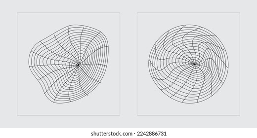 Conjunto de activos gráficos vectoriales. Rave psicodélico retro futurista conjunto. Elementos ciberpunk. Aislado sobre fondo negro. Ilustración del vector