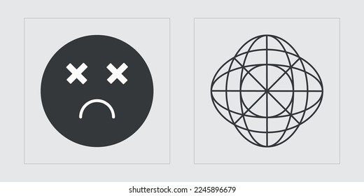Vector Graphic Assets Set. Retro futuristic graphic ornaments. Flat minimalist icons. Projects, posters, banners. Vector illustration