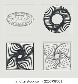 Vector Graphic Assets Set. Retro futuristic graphic ornaments. Objects in y2k style. Stars, starburst . Vector illustration
