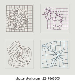 Vector Graphic Assets Set. Trendy geometric postmodern figures. Cyberpunk elements. Projects, posters, banners. Vector illustration