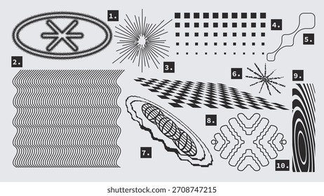Ativos gráficos vetoriais Formas definidas no estilo Y2k, futurista, brutalista, anti-design