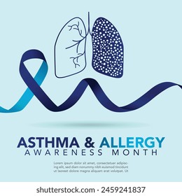 vector graphic of asthma and allergy awareness month good for asthma and allergy awareness month celebration. flat design. flyer design.flat illustration.
