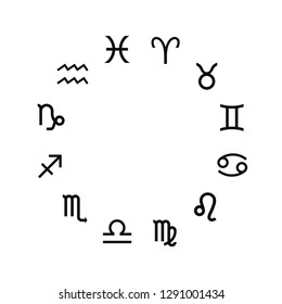 Vector. Graphic astrology set on the white background. A simple black geometric representation of the zodiac sign for horoscope
