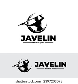 Gráfica vectorial de la plantilla de diseño del logo del atleta javelin