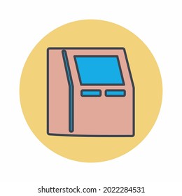 Vector Graphic of ATM Machine - Color Mate Style - simple illustration. Editable stroke. Design template vector.outline style design.Vector graphic illustration