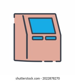 Vector Graphic of ATM Machine - Line Cut Style - simple illustration. Editable stroke. Design template vector.outline style design.Vector graphic illustration