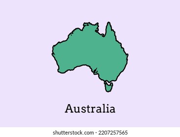 Gráfico vectorial de Australia mapa en color verde. Mapa de esquema verde del diseño vectorial de Australia aislado en fondo azul claro. Mapa de Australia. Ilustración vectorial eps 10.
