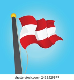 Vector graphic of the Austrian flag fluttering