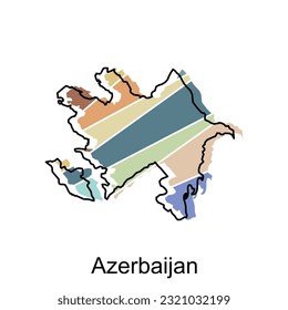 Vector graphic Azerbaijan of map, Iran Country Vector Design Template isolated on White background