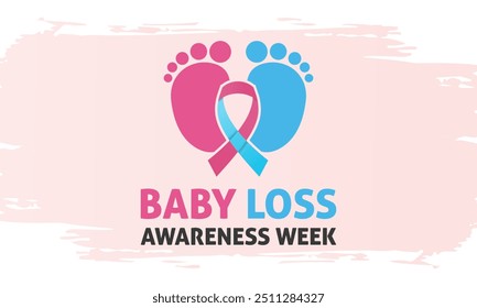 Vector graphic of baby loss awareness week design template. Banner poster, flyer and white background design. Vector illustration calligraphy ribbon.