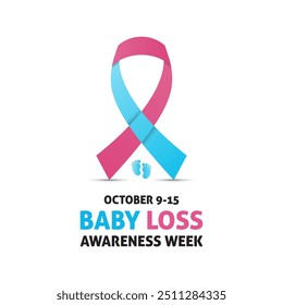 Vector graphic of baby loss awareness week design template. Banner poster, flyer and white background design. Vector illustration calligraphy ribbon.