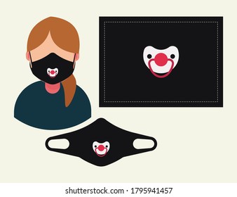 Vector graphic of baby pacifier on black face mask design