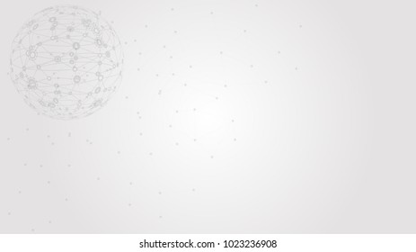 Vector graphic background of global network and communication in grey background for presentation.