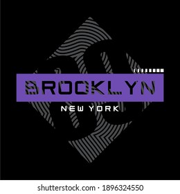 vector graphic background illustration design blue text, brooklyn, t shirt graphics, apparel, print.