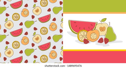 vector graphic and background pattern of fruits