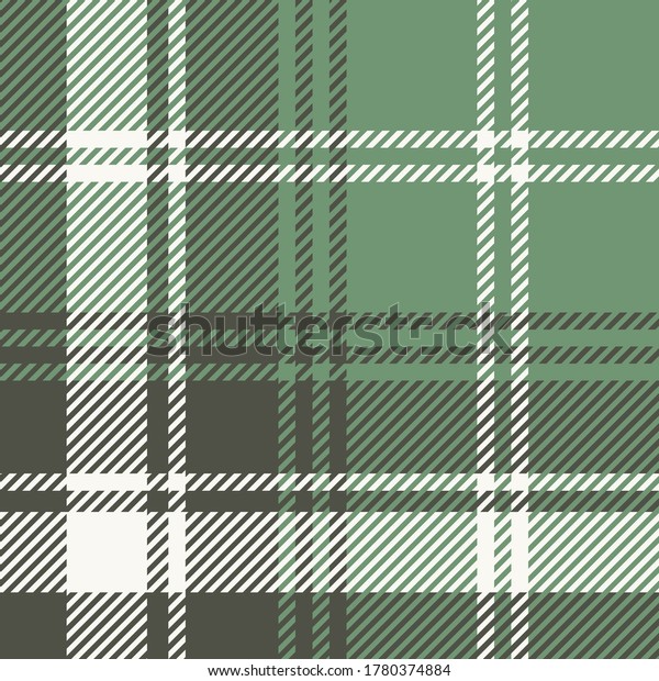 Vector graphic background. Seamless check plaid graphic pattern background for scarf, blanket, throw, shirt other fashion textile design. Plaid pattern in dark green, green and white color