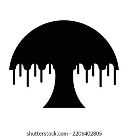 Vector graphic of banyan tree. Banyan tree black icon illustration with flat design style. Suitable for content design assets