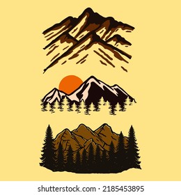vector graphic based MOUNTAIN design template illustration